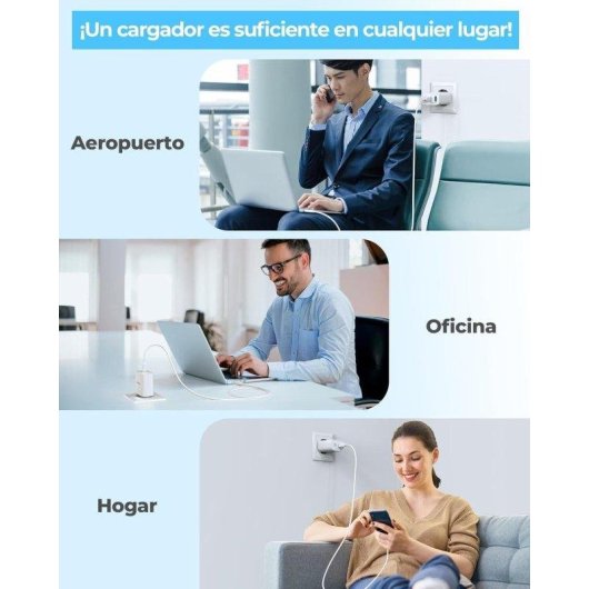 Carregador GaN 65W Dam Electronics 3 portas USB-C USB-A Cabo 2m