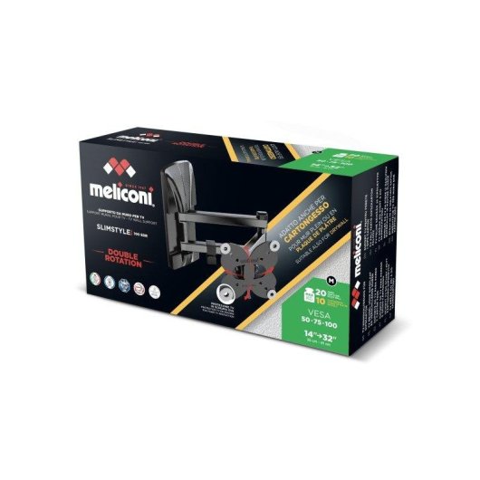 Meliconi SLIMSTYLE PLUS 100 SDR Supporto TV Parete 14 a 32" VESA 50-100 Max 20Kg