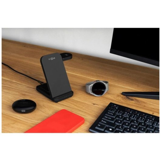 Estación de carga inalámbrica FIXED 3 en 1 USB-C carga rápida negra