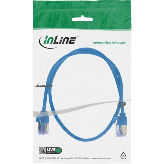 Cable reseau InLine 71933B Fino Cat6A U/FTP 0,3 m bleu