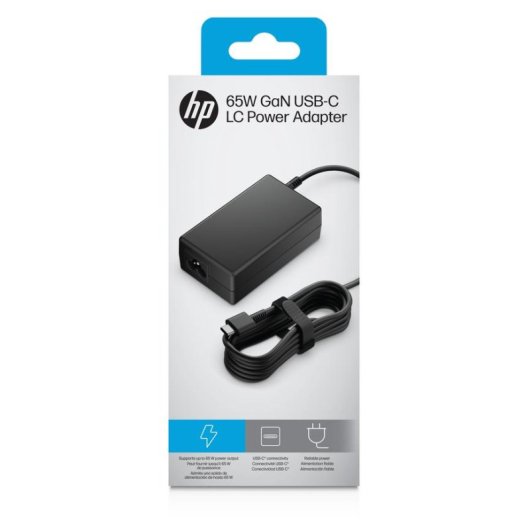 Fuente de alimentación HP 65W GaN USB-C LC Adaptador 65W Certificación CE