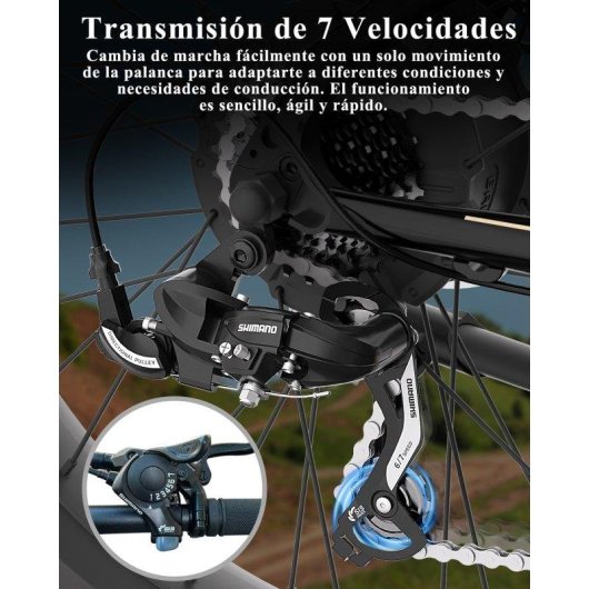 Bicicleta eléctrica Bodywel D6 Motor 750W Batería 48V 15Ah suspensión hidráulica 26"