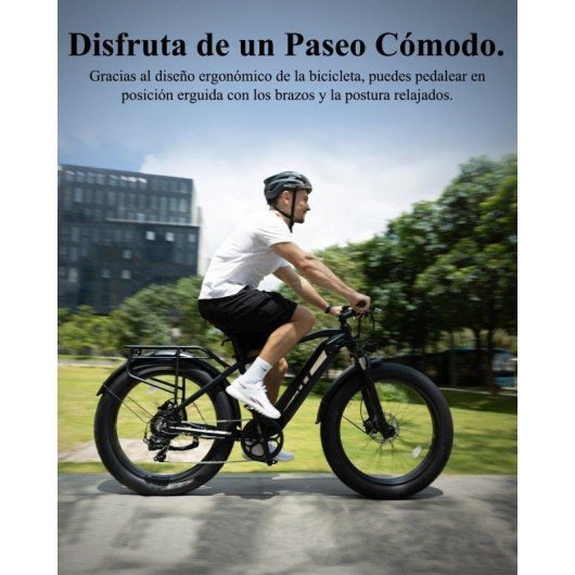 Bicicleta eléctrica Bodywel D6 Motor 750W Batería 48V 15Ah suspensión hidráulica 26"