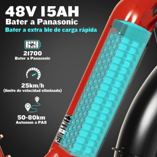 Bicicleta Eléctrica Bodywel D9 Motor 750W Batería 48V 15Ah Neumáticos 26"