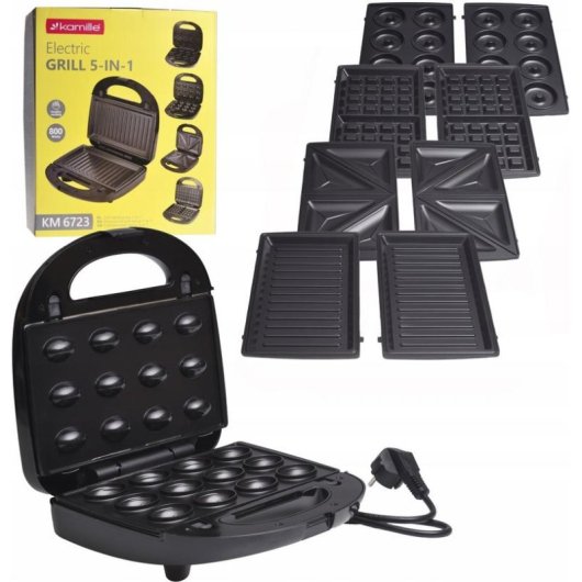 Sandwichera Multifunción Kamille KM6723 5 en 1 800W