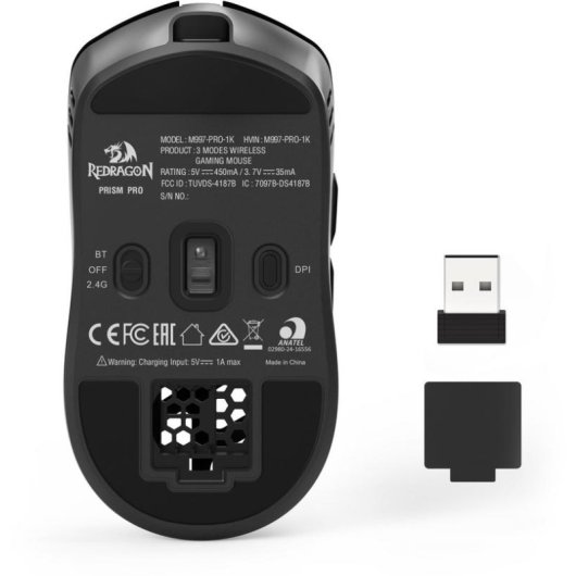 Ratón Redragon Prism M977 Sensor 26000 DPI 3 Modos Conectividad Negro