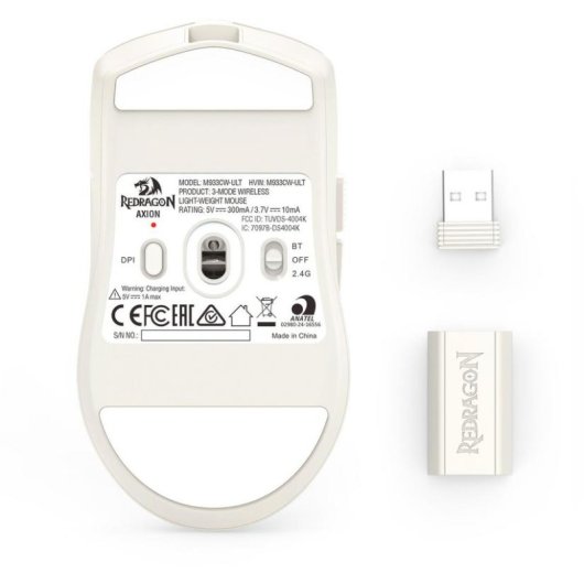 Ratón Redragon Axion M933 Conectividad Triple 45000 DPI Blanco 5 Botones