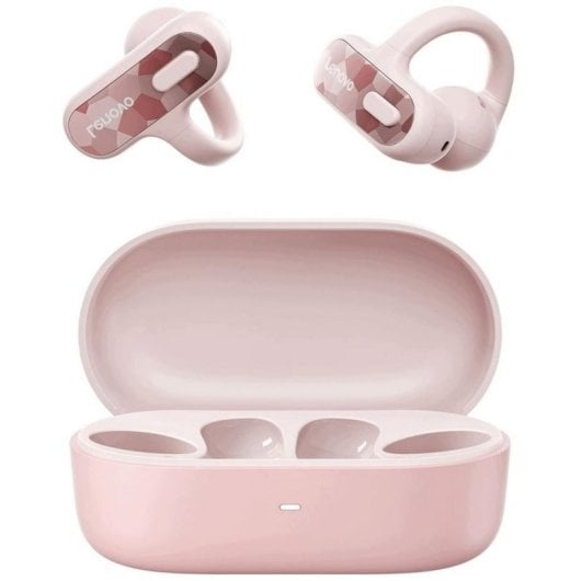 Auriculares Lenovo X500 clip-on abiertos con cable para música y llamadas rosa