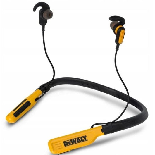 Auriculares Dewalt Jobsite Pro inalámbricos Bluetooth con cancelación de ruido, micrófono y protección IPX6, color amarillo
