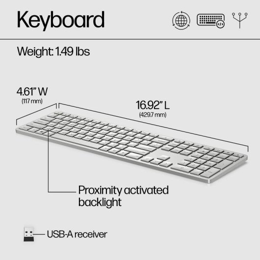 Tastatur HP 970 kabellos Bluetooth programmierbar mit intelligentem Hintergrundlicht