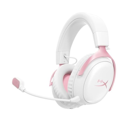 Auriculares HyperX Cloud III S inalámbricos 2,4 GHz y Bluetooth gaming blanco/rosa