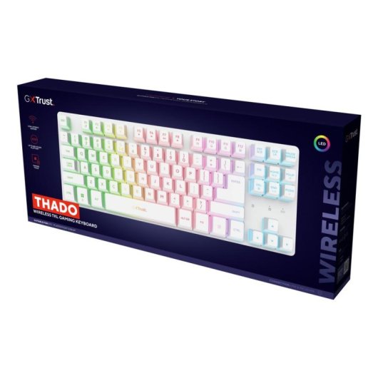 Tastiera Trust GXT 831W bianca AZERTY italiana wireless e cablata LED