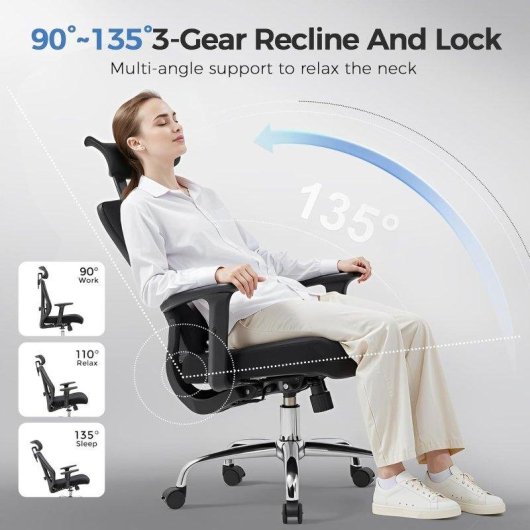 Silla Ergonómica GTPLAYER Oficina y Gaming Negra Reposacabezas 3D Soporte Lumbar