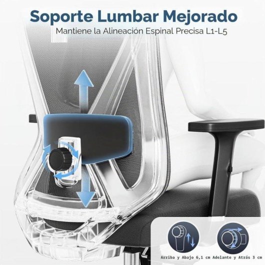 Silla Ergonómica GTPLAYER Oficina y Gaming Negra Reposacabezas 3D Soporte Lumbar