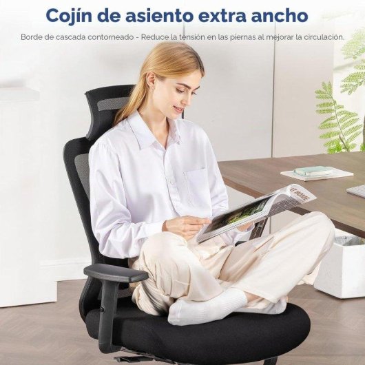 Silla Ergonómica GTPLAYER Oficina y Gaming Negra Reposacabezas 3D Soporte Lumbar