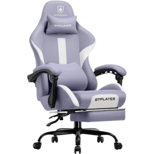 Cadeira Gaming Ergonómica GTPLAYER Ajustável Giratória Tecido Respirante - Roxa