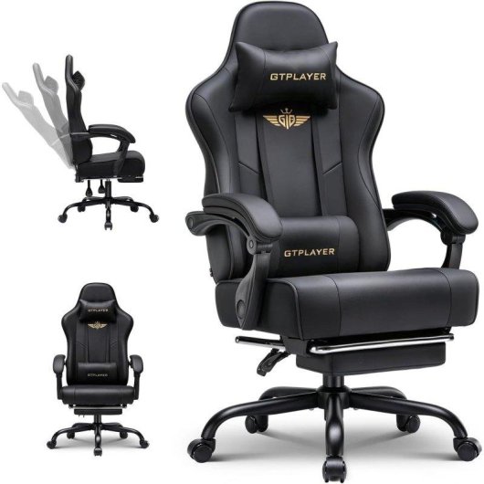 Silla de gaming GTPLAYER Ergonómica con Reposapiés y Soporte Lumbar