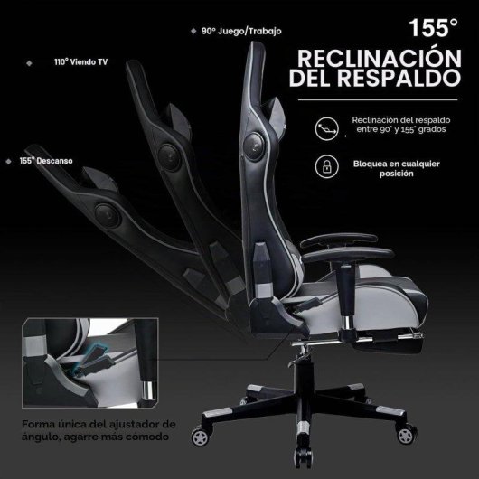 Silla gaming GTPLAYER con Bluetooth y reposapiés 200 kg gris