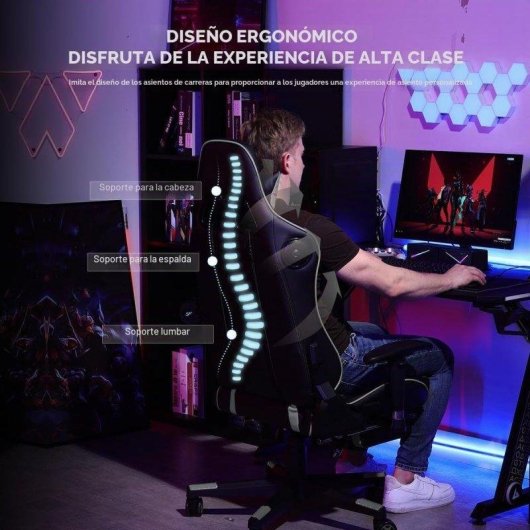 Silla gaming GTPLAYER con Bluetooth y reposapiés 200 kg gris