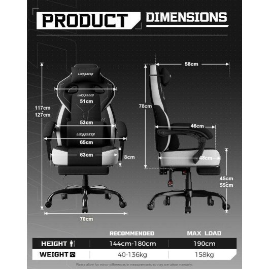 Silla Gaming GTPLAYER Ergonómica Reposapiés Reposabrazos Sincronizados Negro