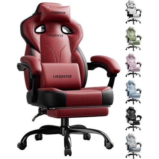 Silla Gaming Ergonómica GTPLAYER Reclinable 155° con Reposapiés - Roja