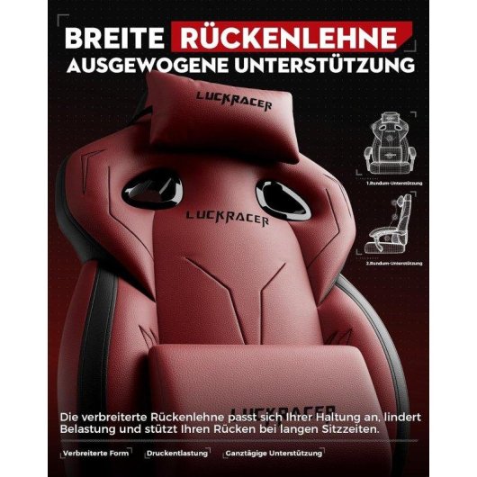 Silla Gaming Ergonómica GTPLAYER Reclinable 155° con Reposapiés - Roja