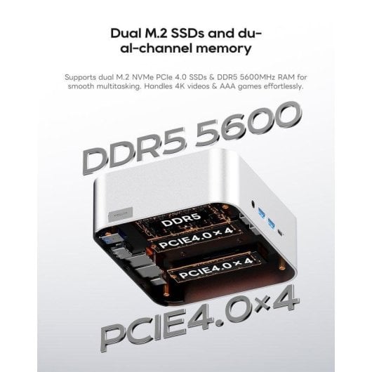 Mini PC AOOSTAR Maco AMD Ryzen 7 Pro 8845HS/Barebone/Quad Display/OCuLink