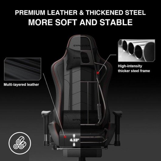 Silla Gaming GTPLAYER Ergonómica con Bluetooth y Reposapiés 200 kg
