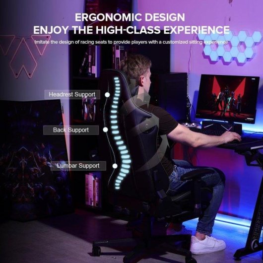 Silla Gaming GTPLAYER Ergonómica con Bluetooth y Reposapiés 200 kg