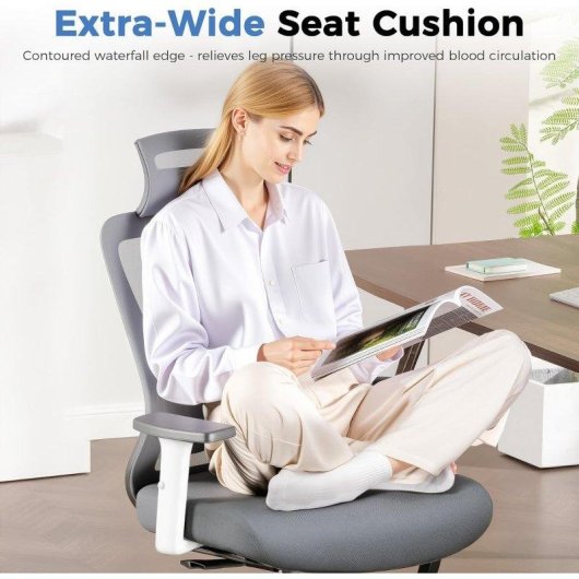 Silla Ergonómica GTPLAYER Ajustable Reposacabezas 3D Soporte Lumbar 3D Reposabrazos Plegables Gris