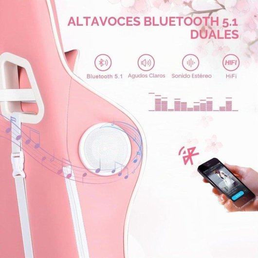 Silla Gaming GTPLAYER Ergonomic Bluetooth Reposapiés Rosa