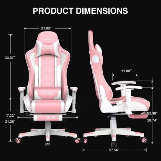 Silla Gaming GTPLAYER Ergonomic Bluetooth Reposapiés Rosa
