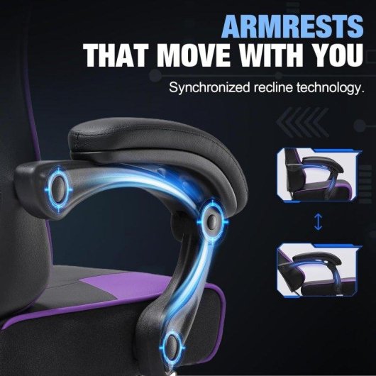 Silla Gaming GTPLAYER Ergonómica Púrpura Cojín XXL Reposapiés 135°