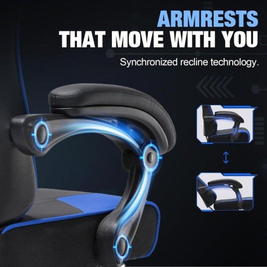 Silla Gaming GTPLAYER Ergonómica con Reposapiés Reposacabezas y Soporte Lumbar Azul