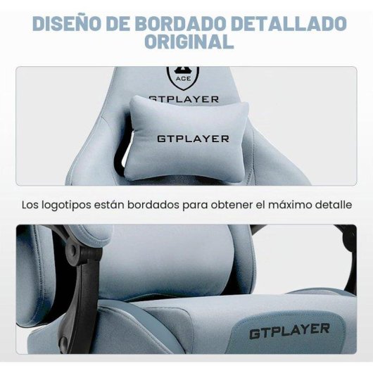 Cadeira Gaming GTPLAYER Ergonómica Ajustável Tecido Respirável Cinzenta