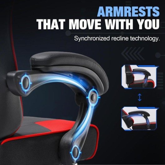 Silla gaming GTPLAYER ergonómica con reposapiés, soporte lumbar y reclinable roja