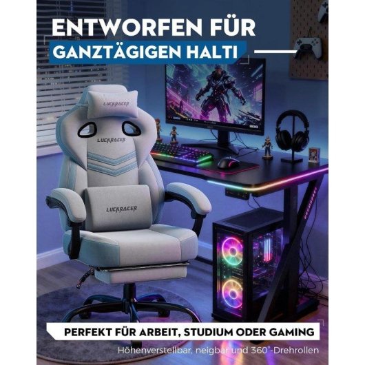 Silla Gaming GTPLAYER Reposabrazos Sincronizados Reclinable 90-155° y Reposapiés