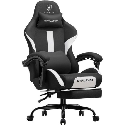 Cadeira Gaming GTPLAYER Ergonomica Giratoria Tecido Respiravel Branco