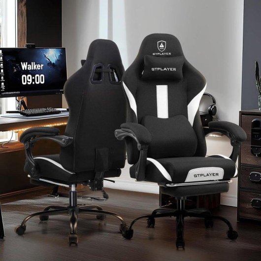 Cadeira Gaming GTPLAYER Ergonomica Giratoria Tecido Respiravel Branco