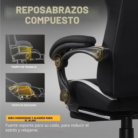 Cadeira Gaming GTPLAYER Ergonomica Giratoria Tecido Respiravel Branco