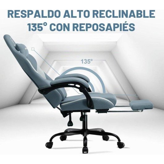 Cadeira Gaming GTPLAYER Ergonomica Reclinavel Tecido Respiravel Azul