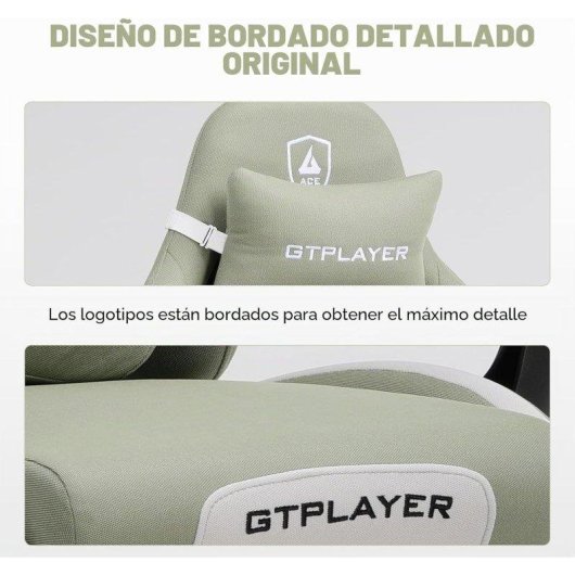 Cadeira Gaming GTPLAYER Ergonomica Giratoria Ajustavel Tecido Respiravel Verde