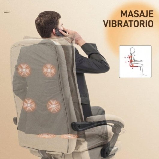 Cadeira de escritorio Vinsetto com massagem altura regulavel bege