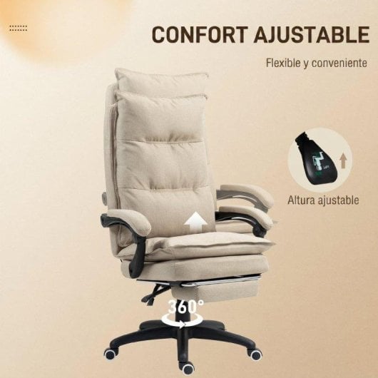 Cadeira de escritorio Vinsetto com massagem altura regulavel bege