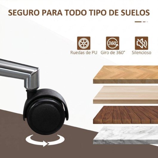 Cadeira de escritório Vinsetto preta em PU com rodas e assento curvo