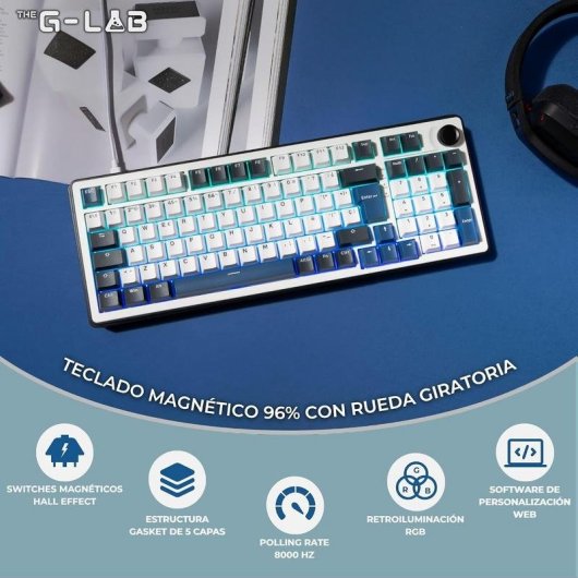 Tastiera The G-Lab Keyz Elite 400 HE Magnetica 96% RGB QWERTY ES