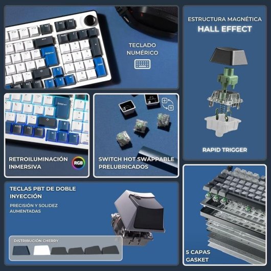 Tastiera The G-Lab Keyz Elite 400 HE Magnetica 96% RGB QWERTY ES