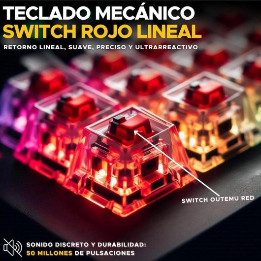 Tastiera The G-Lab Keyz Titanium meccanica 65% con RGB e switch rossi