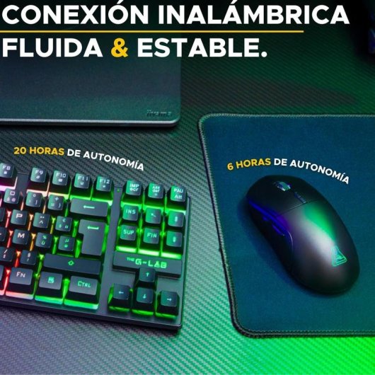 Teclado The G-Lab Combo Oxygen EX membrana sem fios retroiluminado AZERTY