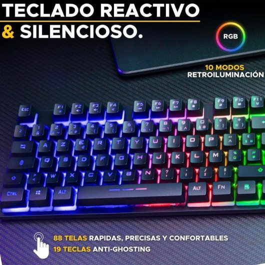Teclado The G-Lab Combo Oxygen EX membrana sem fios retroiluminado AZERTY
